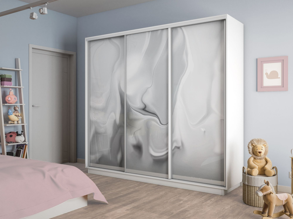 Шкафы-купе 3-х дверные, Шкаф-купе Экспресс 3-х дверный Фотопечать Шелк Стекла 210х45х240