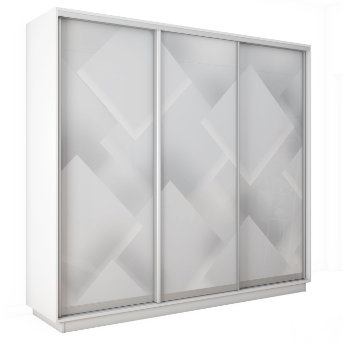 Шкафы-купе 3-х дверные, Шкаф-купе Экспресс 3-х дверный Фотопечать Квадрат Стекла 210х45х240