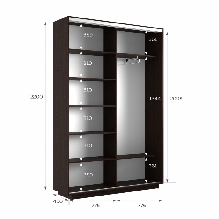 Шкафы-купе 2-х дверные, Шкаф-купе Экспресс 2-х дверный Фотопечать Шары Стекла 160х45х220