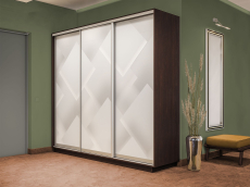 Шкафы-купе 3-х дверные, Шкаф-купе Экспресс 3-х дверный Фотопечать Квадрат Стекла 240х45х240