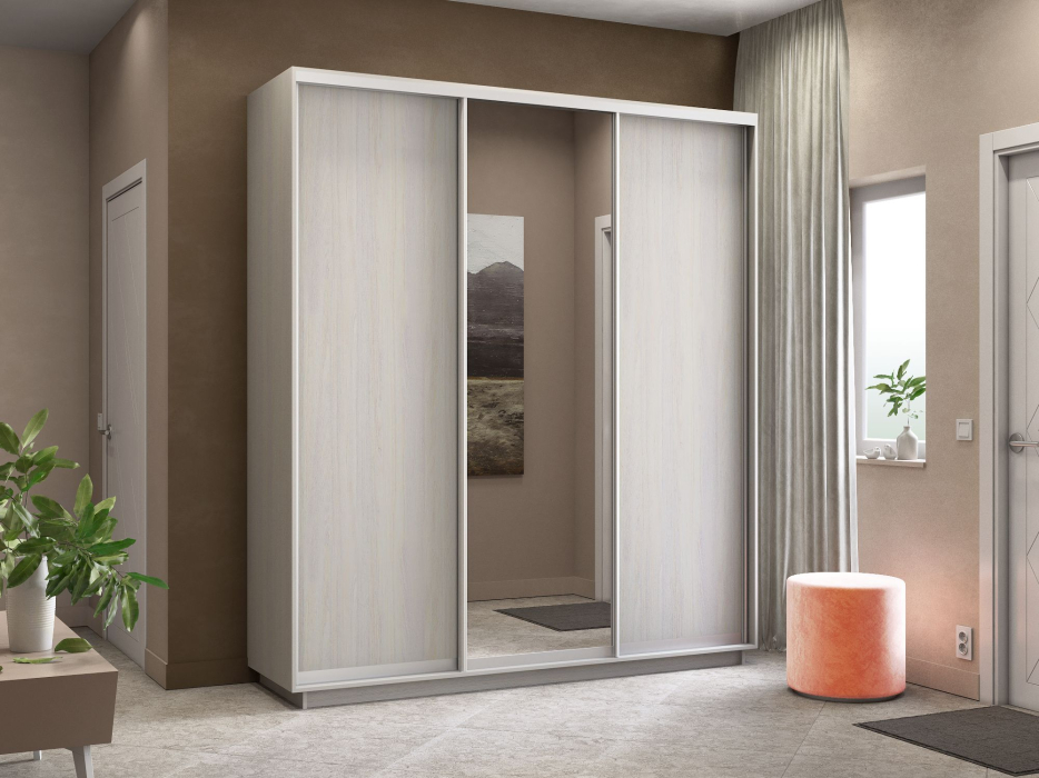 Шкафы-купе, Шкаф-купе Экспресс Медиум (1 зеркало) трио 2200 x 2100 x 600