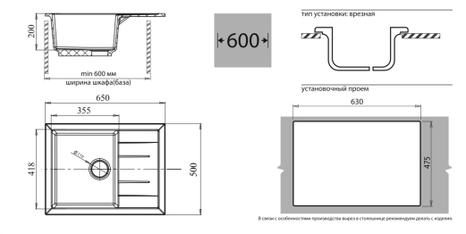 Мойка GranFest QUADRO GF-Q650L