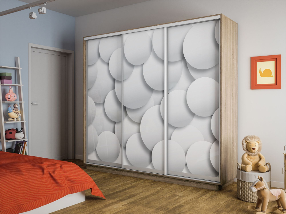 Шкафы-купе 3-х дверные, Шкаф-купе Экспресс 3-х дверный Фотопечать Шары Стекла 240х60х240