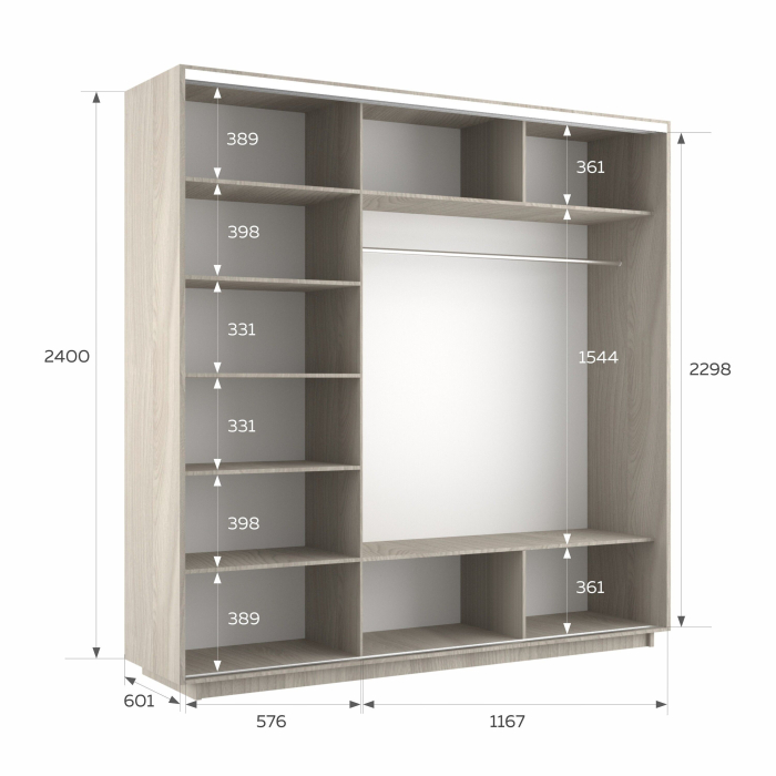 Шкафы-купе 3-х дверные, Шкаф-купе Экспресс 3-х дверный Фотопечать Квадрат Стекла 180х60х240