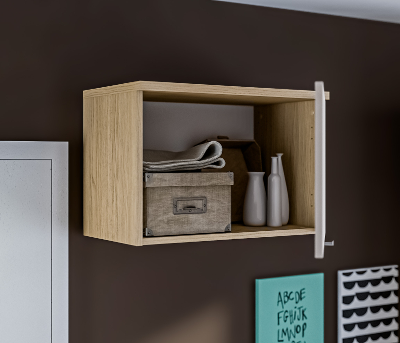 Настенные полки, Полка Афина СБ-3320 Дуб Винченца/Кашемир серый