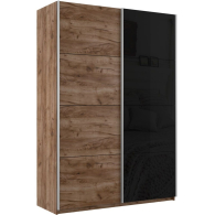 Шкафы-купе 2-х дверные, Шкаф-купе Прайм 2х дверный ДСП/Стекло черное 140х57х230