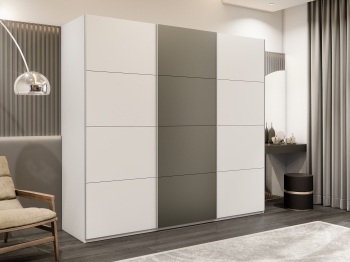 Шкаф-купе Эста 3-х дверный ДСП/Стекла хаки/Доводчик 240х66х240