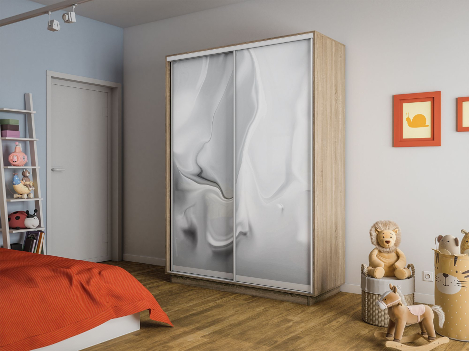 Шкафы-купе 2-х дверные, Шкаф-купе Экспресс 2-х дверный Фотопечать Шелк Стекла 120х45х240