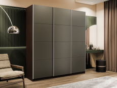 Шкафы-купе 3-х дверные, Шкаф-купе Прайм 3-х дверный Стекла хаки/Доводчики 210х57х230