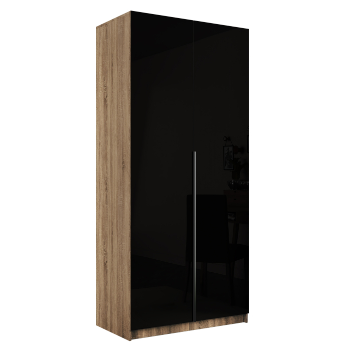 Шкафы распашные, Шкаф распашной Е1 Локер 101x52.5x220 см, с черным стеклом и полками