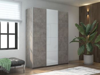 Шкаф-купе Прайм 3-х дверный ДСП/Стекло белое/Доводчики 210х57х230