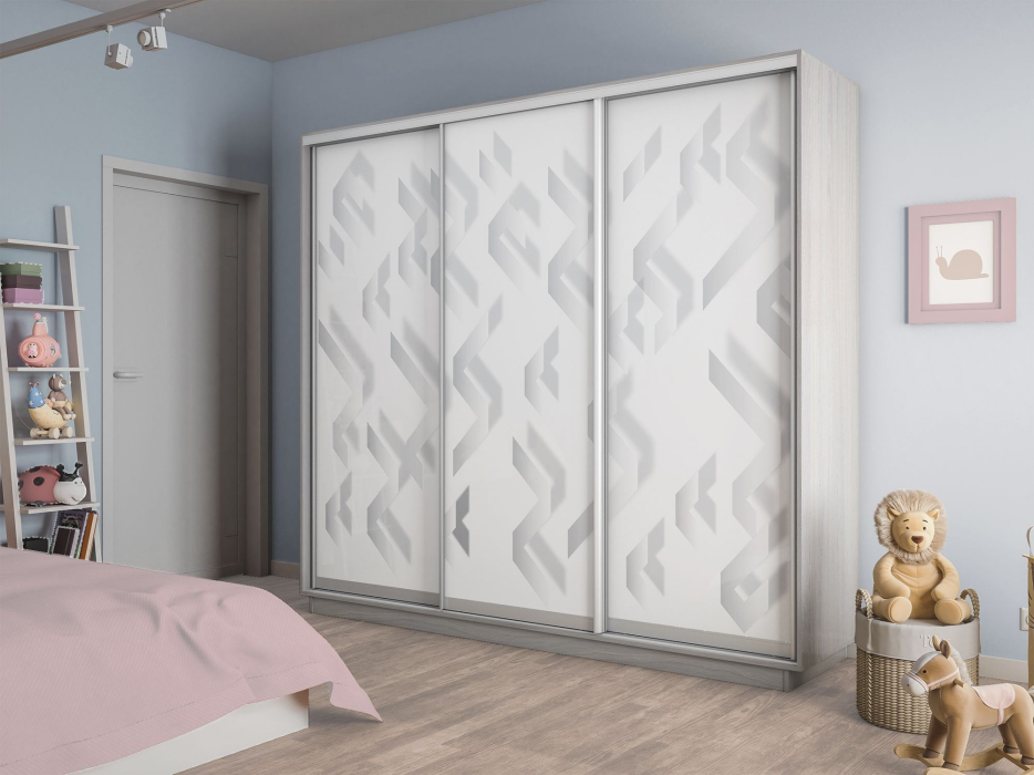 Шкафы-купе 3-х дверные, Шкаф-купе Экспресс 3-х дверный Фотопечать Ленты Стекла 180х60х240