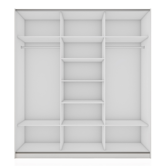 Шкафы-купе 3-х дверные, Шкаф-купе Прайм 3-х дверный Стекла белые/Зеркало/Доводчики 210х57х230