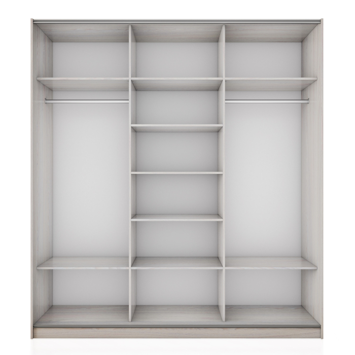 Шкафы-купе 3-х дверные, Шкаф-купе Прайм 3-х дверный Стекла белые/Зеркало/Доводчики 210х57х230