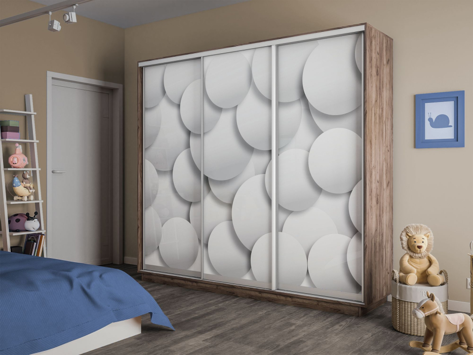 Шкафы-купе 3-х дверные, Шкаф-купе Экспресс 3-х дверный Фотопечать Шары Стекла 180х45х240