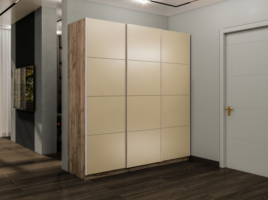 Шкафы-купе 3-х дверные, Шкаф-купе Прайм 3-х дверный Стекла фисташка/Доводчики 180х57х230