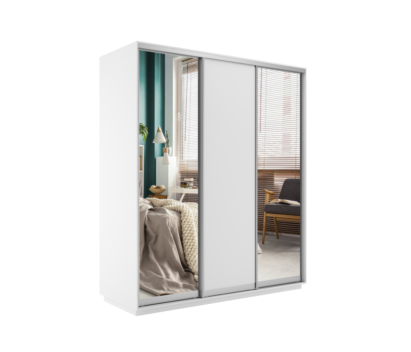 Шкафы-купе, Шкаф-купе Экспресс Медиум (2 зеркала) трио 2200 x 2400 x 600