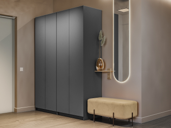 Шкаф распашной Е1 Локер 162х52.5х220 см,с двумя комплектами полок и модулем