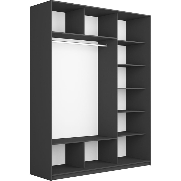 Шкафы-купе 3-х дверные, Шкаф-купе Прайм 3-х дверный ДСП/Стекло черное/Доводчики 180х57х230