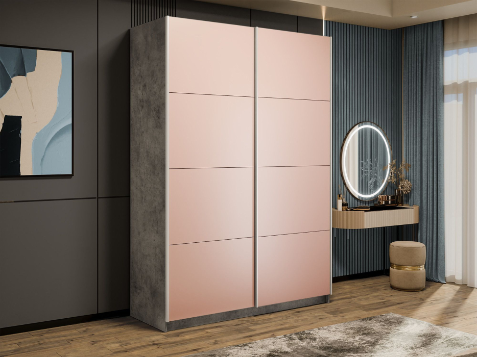 Шкафы-купе 2-х дверные, Шкаф-купе Прайм 2-х дверный Стекла пудра/Доводчики 120х57х230